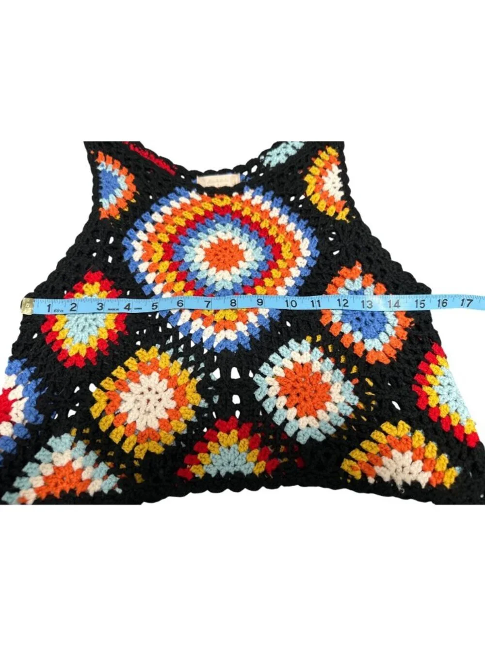 Altar'd State Blossom Crochet Granny Square Crop Top Multi Knit Boho Festival S